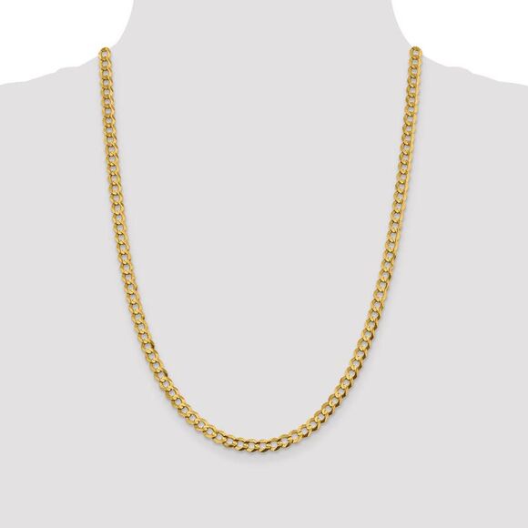 6mm 14K Yellow Gold Solid Light Flat Curb Chain Necklace, 24 Inch - Picture 2 of 7